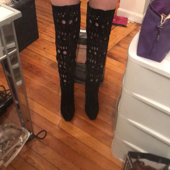 Jeffery cambell black suede knee high boots - Picture 3 of 5